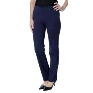 NEW Bellina Navy Blue Ponte Straight Leg Stretch Pant- Medium Petite (bin 1S)